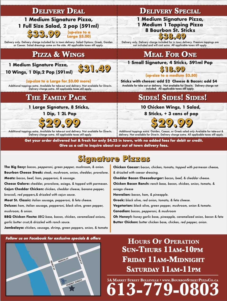Bourbon Street Pizza Flyer