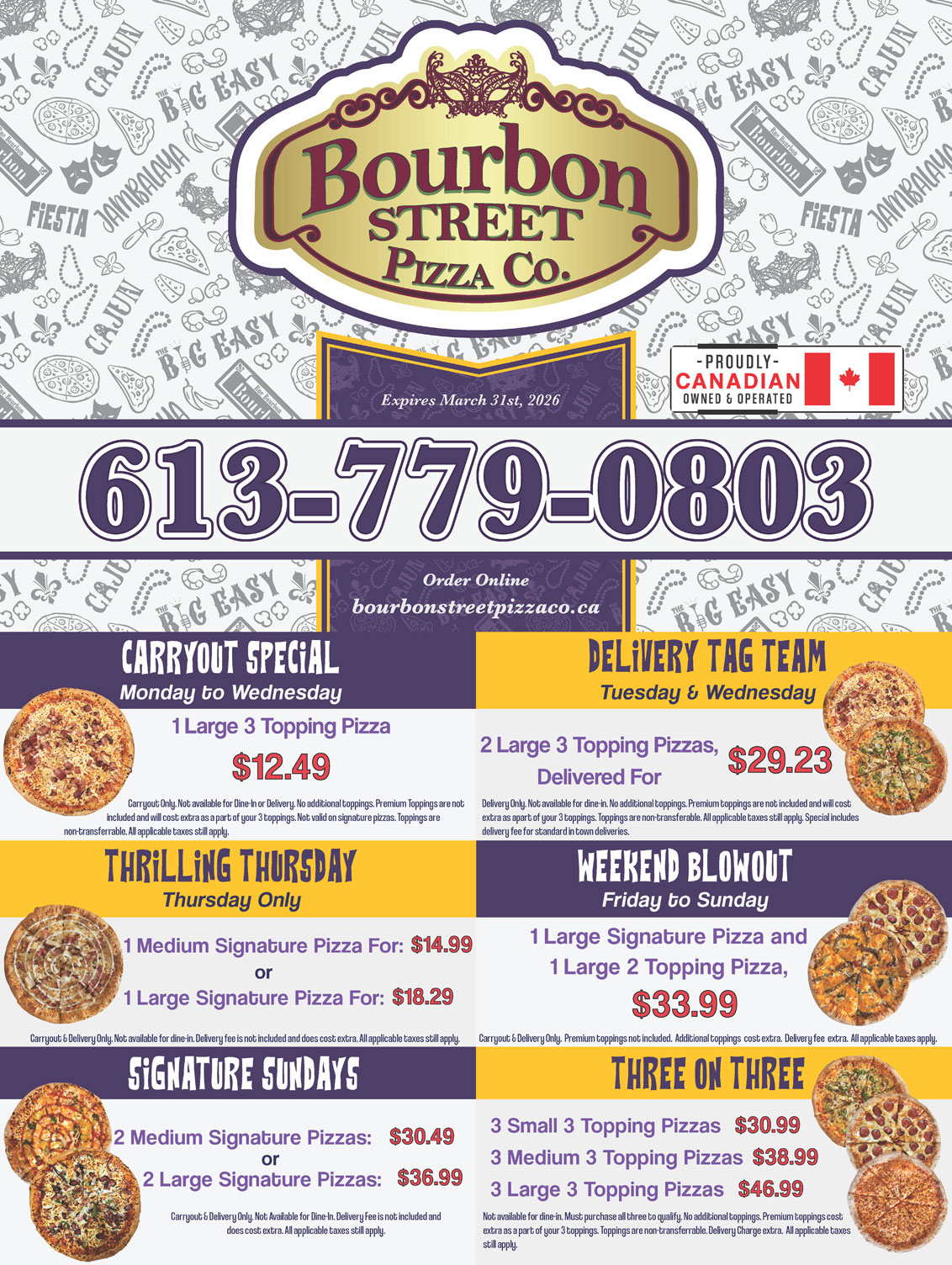 Bourbon Street Pizza Flyer